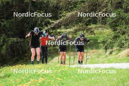 20.05.2023, Lenzerheide, Switzerland (SUI): Jeremy Finello (SUI), Kein Einaste (EST), coach Team Switzerland, Dajan Danuser (SUI), Joscha Burkhalter (SUI), (l-r) - Biathlon summer training, Lenzerheide (SUI). www.nordicfocus.com. © Manzoni/NordicFocus. Every downloaded picture is fee-liable.