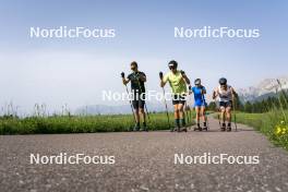 21.06.2023, Lavaze, Italy (ITA): Braunhofer Patrick (ITA), Bionaz Didier (ITA), Wierer Dorothea (ITA), Andrea Zattoni (ITA), (l-r)  - Biathlon summer training, Lavaze (ITA). www.nordicfocus.com. © Vanzetta/NordicFocus. Every downloaded picture is fee-liable.