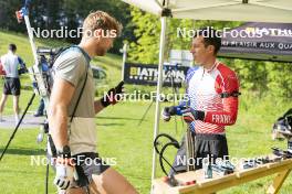 30.05.2023, Col Bayard, France (FRA): Emilien Claude (FRA), Quentin Fillon Maillet (FRA), (l-r)  - Biathlon summer training, Col Bayard (FRA). www.nordicfocus.com. © Thibaut/NordicFocus. Every downloaded picture is fee-liable.