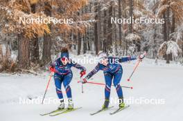 04.11.2023, Bessans, France (FRA): Fany Bertrand (FRA), Chloe Bened (FRA), (l-r) - Biathlon training, Bessans (FRA). www.nordicfocus.com. © Authamayou/NordicFocus. Every downloaded picture is fee-liable.