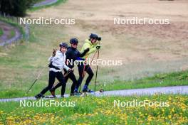 19.05.2023, Lenzerheide, Switzerland (SUI): Elisa Gasparin (SUI), Aita Gasparin (SUI), Sebastian Stalder (SUI), (l-r) - Biathlon summer training, Lenzerheide (SUI). www.nordicfocus.com. © Manzoni/NordicFocus. Every downloaded picture is fee-liable.