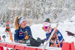 04.11.2023, Bessans, France (FRA): Chloe Bened (FRA), Camille Coupe (FRA), (l-r) - Biathlon training, Bessans (FRA). www.nordicfocus.com. © Authamayou/NordicFocus. Every downloaded picture is fee-liable.