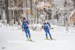 04.11.2023, Bessans, France (FRA): Fany Bertrand (FRA), Chloe Bened (FRA), (l-r) - Biathlon training, Bessans (FRA). www.nordicfocus.com. © Authamayou/NordicFocus. Every downloaded picture is fee-liable.
