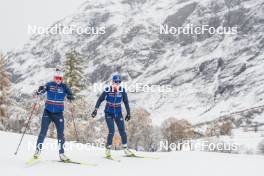 04.11.2023, Bessans, France (FRA): Lou Jeanmonnot (FRA), Paula Botet (FRA), (l-r) - Biathlon training, Bessans (FRA). www.nordicfocus.com. © Authamayou/NordicFocus. Every downloaded picture is fee-liable.