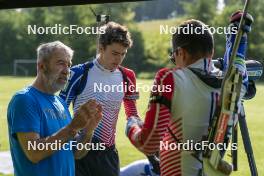30.05.2023, Col Bayard, France (FRA): Jean-Pierre Amat (FRA), Olympic Champion and shooting coach Team France, (l-r)  - Biathlon summer training, Col Bayard (FRA). www.nordicfocus.com. © Thibaut/NordicFocus. Every downloaded picture is fee-liable.