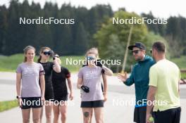 30.05.2023, La Feclaz, France (FRA): Chloe Chevalier (FRA), Paula Botet (FRA), Sophie Chauveau (FRA), Lou Jeanmonnot (FRA), (l-r) - Biathlon summer training, La Feclaz (FRA). www.nordicfocus.com. © Joly/NordicFocus. Every downloaded picture is fee-liable.