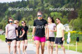 30.05.2023, La Feclaz, France (FRA): Lou Jeanmonnot (FRA), Sophie Chauveau (FRA), Paula Botet (FRA), Caroline Colombo (FRA), Chloe Chevalier (FRA), Louis Deschamps (FRA), (l-r) - Biathlon summer training, La Feclaz (FRA). www.nordicfocus.com. © Joly/NordicFocus. Every downloaded picture is fee-liable.