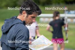 30.05.2023, La Feclaz, France (FRA): Cyril Burdet (FRA), coach Team France - Biathlon summer training, La Feclaz (FRA). www.nordicfocus.com. © Joly/NordicFocus. Every downloaded picture is fee-liable.