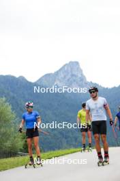 10.08.2023, Ruhpolding, Germany (GER): Dorothea Wierer (ITA), Tommaso Giacomel (ITA), (l-r) - Biathlon summer training, Ruhpolding (GER). www.nordicfocus.com. © Reiter/NordicFocus. Every downloaded picture is fee-liable.