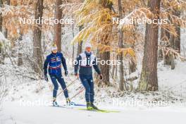 04.11.2023, Bessans, France (FRA): Eric Perrot, Oscar Lombardot (FRA), (l-r) - Biathlon training, Bessans (FRA). www.nordicfocus.com. © Authamayou/NordicFocus. Every downloaded picture is fee-liable.