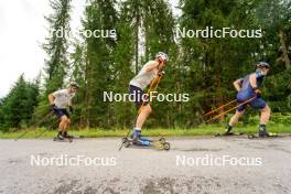 29.08.2023, Obertilliach, Austria (AUT): Sturla Holm Laegreid (NOR), Vetle Sjaastad Christiansen (NOR), Johannes Dale (NOR), (l-r)  - Biathlon summer training, Obertilliach (AUT). www.nordicfocus.com. © Barbieri/NordicFocus. Every downloaded picture is fee-liable.