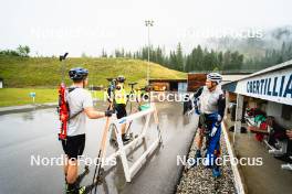 28.08.2023, Obertilliach, Austria (AUT): Johannes Dale (NOR), Sturla Holm Laegreid (NOR), Vetle Sjaastad Christiansen (NOR), (l-r)  - Biathlon summer training, Obertilliach (AUT). www.nordicfocus.com. © Barbieri/NordicFocus. Every downloaded picture is fee-liable.