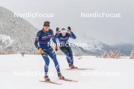 04.11.2023, Bessans, France (FRA): Fabien Claude (FRA), Emilien Claude (FRA), (l-r) - Biathlon training, Bessans (FRA). www.nordicfocus.com. © Authamayou/NordicFocus. Every downloaded picture is fee-liable.