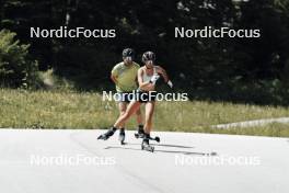 12.06.2023, Forni Avoltri, Italy (ITA): Mirco Romanin (ITA), coach Team Italy, Sara Scattolo (ITA) - Biathlon summer training, Forni Avoltri (ITA). www.nordicfocus.com. © Del Fabbro/NordicFocus. Every downloaded picture is fee-liable.