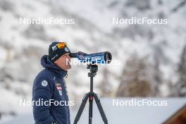 03.11.2023, Bessans, France (FRA): Patrick Favre (FRA), Coach Team France - Biathlon training, Bessans (FRA). www.nordicfocus.com. © Authamayou/NordicFocus. Every downloaded picture is fee-liable.