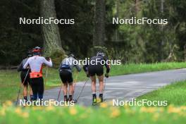 20.05.2023, Lenzerheide, Switzerland (SUI): Joscha Burkhalter (SUI), Dajan Danuser (SUI), Kein Einaste (EST), coach Team Switzerland, (l-r) - Biathlon summer training, Lenzerheide (SUI). www.nordicfocus.com. © Manzoni/NordicFocus. Every downloaded picture is fee-liable.