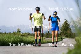 21.06.2023, Lavaze, Italy (ITA): Bionaz Didier (ITA), Wierer Dorothea (ITA), (l-r)  - Biathlon summer training, Lavaze (ITA). www.nordicfocus.com. © Vanzetta/NordicFocus. Every downloaded picture is fee-liable.