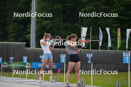 08.06.2023, Ruhpolding, Germany (GER): Anamarija Lampic (SLO), Ziva Klemencic (SLO), (l-r) - Biathlon summer training, Ruhpolding (GER). www.nordicfocus.com. © Reiter/NordicFocus. Every downloaded picture is fee-liable.