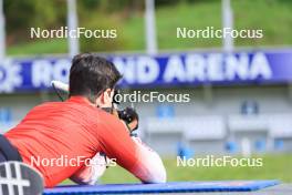 20.05.2023, Lenzerheide, Switzerland (SUI): Niklas Hartweg (SUI) - Biathlon summer training, Lenzerheide (SUI). www.nordicfocus.com. © Manzoni/NordicFocus. Every downloaded picture is fee-liable.