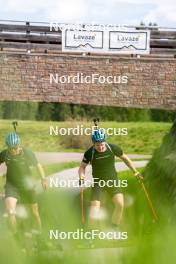 08.06.2023, Lavaze, Italy (ITA): Emil Nykvist (SWE), Jesper Nelin (SWE), (l-r)  - Biathlon summer training, Lavaze (ITA). www.nordicfocus.com. © Barbieri/NordicFocus. Every downloaded picture is fee-liable.