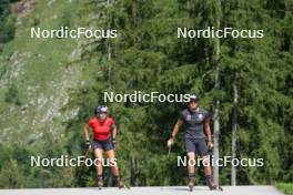 08.08.2023, Ruhpolding, Germany (GER): Dorothea Wierer (ITA), Didier Bionaz (ITA), (l-r) - Biathlon summer training, Ruhpolding (GER). www.nordicfocus.com. © Reiter/NordicFocus. Every downloaded picture is fee-liable.