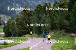 08.06.2023, Lavaze, Italy (ITA): Hanna Oeberg (SWE), Martin Ponsiluoma (SWE), Oskar Brandt (SWE), (l-r)  - Biathlon summer training, Lavaze (ITA). www.nordicfocus.com. © Barbieri/NordicFocus. Every downloaded picture is fee-liable.