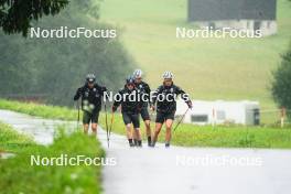 28.08.2023, Obertilliach, Austria (AUT): Sturla Holm Laegreid (NOR), Johannes Dale (NOR), Filip Fjeld Andersen (NOR), Vetle Sjaastad Christiansen (NOR), (l-r)  - Biathlon summer training, Obertilliach (AUT). www.nordicfocus.com. © Barbieri/NordicFocus. Every downloaded picture is fee-liable.