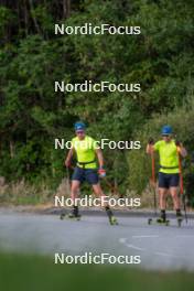 3.09.2023, Font-Romeu, France (FRA): Martin Ponsiluoma (SWE), Peppe Femling (SWE), (l-r) - Biathlon training, Font-Romeu (FRA). www.nordicfocus.com. © Authamayou/NordicFocus. Every downloaded picture is fee-liable.