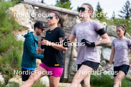 30.05.2023, La Feclaz, France (FRA): Caroline Colombo (FRA), Lou Jeanmonnot (FRA), Chloe Chevalier (FRA), (l-r) - Biathlon summer training, La Feclaz (FRA). www.nordicfocus.com. © Joly/NordicFocus. Every downloaded picture is fee-liable.