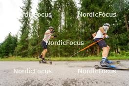 29.08.2023, Obertilliach, Austria (AUT): Sturla Holm Laegreid (NOR), Vetle Sjaastad Christiansen (NOR), (l-r)  - Biathlon summer training, Obertilliach (AUT). www.nordicfocus.com. © Barbieri/NordicFocus. Every downloaded picture is fee-liable.