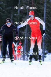 06.11.2023, Davos, Switzerland (SUI): Flavia Barmettler (SUI), Niklas Hartweg (SUI), (l-r) - Biathlon preseason training, Davos (SUI). www.nordicfocus.com. © Manzoni/NordicFocus. Every downloaded picture is fee-liable.