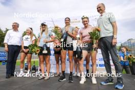13.08.2023, Wiesbaden, Germany (GER): Dorothea Wierer (ITA), Anna Weidel (GER), Lisa Vittozzi (ITA), Lou Jeanmonnot (FRA), (l-r) - City Biathlon - Wiesbaden (GER). www.nordicfocus.com. © Manzoni/NordicFocus. Every downloaded picture is fee-liable.