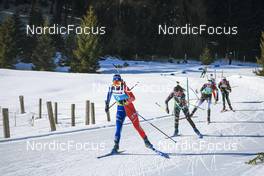 25.01.2023, Lenzerheide, Switzerland (SUI): Gilonne Guigonnat (FRA), Beatrice Trabucchi (ITA), Alla Ghilenko (MDA), (l-r) - IBU Open European Championships Biathlon, individual women, Lenzerheide (SUI). www.nordicfocus.com. © Manzoni/NordicFocus. Every downloaded picture is fee-liable.