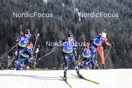 28.01.2023, Lenzerheide, Switzerland (SUI): Endre Stroemsheim (NOR), Sindre Fjellheim Jorde (NOR), Ambroise Meunier (FRA), (l-r) - IBU Open European Championships Biathlon, pursuit men, Lenzerheide (SUI). www.nordicfocus.com. © Manzoni/NordicFocus. Every downloaded picture is fee-liable.