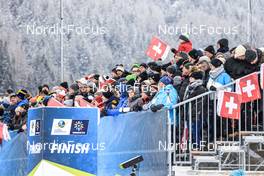 28.01.2023, Lenzerheide, Switzerland (SUI): Event Feature: Fans on the grandstand - IBU Open European Championships Biathlon, pursuit women, Lenzerheide (SUI). www.nordicfocus.com. © Manzoni/NordicFocus. Every downloaded picture is fee-liable.