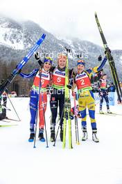 28.01.2023, Lenzerheide, Switzerland (SUI): Gilonne Guigonnat (FRA), Selina Grotian (GER), Tilda Johansson (SWE), (l-r) - IBU Open European Championships Biathlon, pursuit women, Lenzerheide (SUI). www.nordicfocus.com. © Manzoni/NordicFocus. Every downloaded picture is fee-liable.