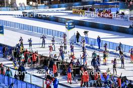 29.01.2023, Lenzerheide, Switzerland (SUI): Event Feature: Race start - IBU Open European Championships Biathlon, single mixed relay, Lenzerheide (SUI). www.nordicfocus.com. © Manzoni/NordicFocus. Every downloaded picture is fee-liable.