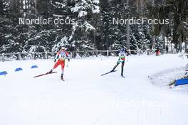 27.01.2023, Lenzerheide, Switzerland (SUI): Zachary Connelly (CAN), Nicola Romanin (ITA), (l-r) - IBU Open European Championships Biathlon, sprint men, Lenzerheide (SUI). www.nordicfocus.com. © Manzoni/NordicFocus. Every downloaded picture is fee-liable.