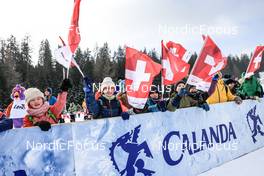 27.01.2023, Lenzerheide, Switzerland (SUI): Event Feature: Young fans - IBU Open European Championships Biathlon, sprint women, Lenzerheide (SUI). www.nordicfocus.com. © Manzoni/NordicFocus. Every downloaded picture is fee-liable.