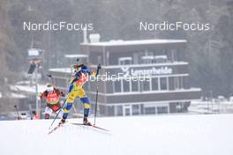 27.01.2023, Lenzerheide, Switzerland (SUI): Sanita Bulina (LAT), Ella Halvarsson (SWE), (l-r) - IBU Open European Championships Biathlon, sprint women, Lenzerheide (SUI). www.nordicfocus.com. © Manzoni/NordicFocus. Every downloaded picture is fee-liable.