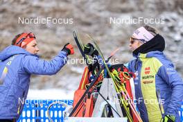 27.01.2023, Lenzerheide, Switzerland (SUI): Hanna Kebinger (GER), Marion Wiesensarter (GER), (l-r) - IBU Open European Championships Biathlon, sprint women, Lenzerheide (SUI). www.nordicfocus.com. © Manzoni/NordicFocus. Every downloaded picture is fee-liable.