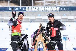 27.01.2023, Lenzerheide, Switzerland (SUI): Alina Stremous (MDA), Alla Ghilenko (MDA), (l-r) - IBU Open European Championships Biathlon, sprint women, Lenzerheide (SUI). www.nordicfocus.com. © Manzoni/NordicFocus. Every downloaded picture is fee-liable.