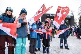 27.01.2023, Lenzerheide, Switzerland (SUI): Event Feature: Young fans - IBU Open European Championships Biathlon, sprint women, Lenzerheide (SUI). www.nordicfocus.com. © Manzoni/NordicFocus. Every downloaded picture is fee-liable.