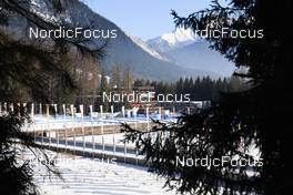 26.01.2023, Lenzerheide, Switzerland (SUI): Event Feature: View to the stadtium and the shooting range - IBU Open European Championships Biathlon, training, Lenzerheide (SUI). www.nordicfocus.com. © Manzoni/NordicFocus. Every downloaded picture is fee-liable.