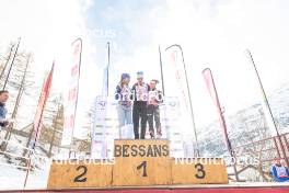 01.04.2023, Bessans, France (FRA): Jeanne Richard (FRA), Fany Bertrand (FRA), Anaelle Bondoux (FRA), (l-r)  - French Championships biathlon, mass, Bessans (FRA). www.nordicfocus.com. © Authamayou/NordicFocus. Every downloaded picture is fee-liable.