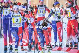 02.04.2023, Bessans, France (FRA): Lou Jeanmonnot (FRA), Fany Bertrand (FRA), (l-r)  - French Championships relay, Bessans (FRA). www.nordicfocus.com. © Authamayou/NordicFocus. Every downloaded picture is fee-liable.