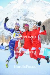 02.04.2023, Bessans, France (FRA): Oceane Michelon (FRA), Marion Gravier (FRA), Themice Fontaine (FRA), (l-r)  - French Championships relay, Bessans (FRA). www.nordicfocus.com. © Authamayou/NordicFocus. Every downloaded picture is fee-liable.