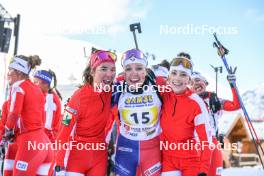 02.04.2023, Bessans, France (FRA): Marion Gravier (FRA), Oceane Michelon (FRA), Themice Fontaine (FRA), (l-r)  - French Championships relay, Bessans (FRA). www.nordicfocus.com. © Authamayou/NordicFocus. Every downloaded picture is fee-liable.