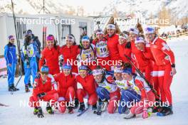 02.04.2023, Bessans, France (FRA): Ludmilla Roche (FRA), Eve Bouvard (FRA), Oceane Michelon (FRA), Camille Coupe (FRA), Fany Bertrand (FRA), (l-r)  - French Championships relay, Bessans (FRA). www.nordicfocus.com. © Authamayou/NordicFocus. Every downloaded picture is fee-liable.