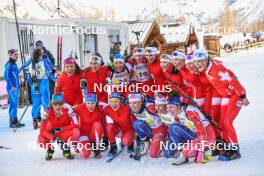 02.04.2023, Bessans, France (FRA): Ludmilla Roche (FRA), Eve Bouvard (FRA), Oceane Michelon (FRA), Camille Coupe (FRA), Fany Bertrand (FRA), (l-r)  - French Championships relay, Bessans (FRA). www.nordicfocus.com. © Authamayou/NordicFocus. Every downloaded picture is fee-liable.